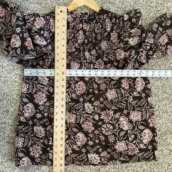 Gap Floral Smocked Ruffle Boho Top, Brown, Size XS - Picture 12 of 12